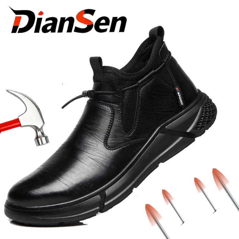 Leather Work Fabric - Herren-Sicherheitsschuhe, stoßfeste Stahlkappenschuhe, unzerstörbare wasserdichte Schutzschuhe,