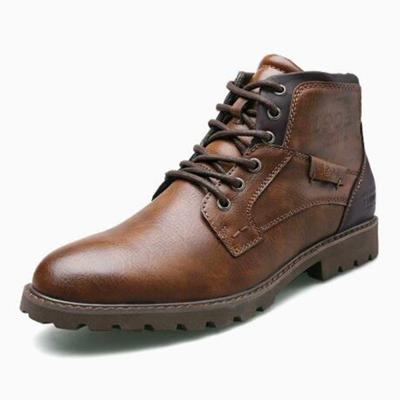 Leather Work Fabric - Leder-Herren-Stiefeletten in Übergröße, hohe Schuhe für