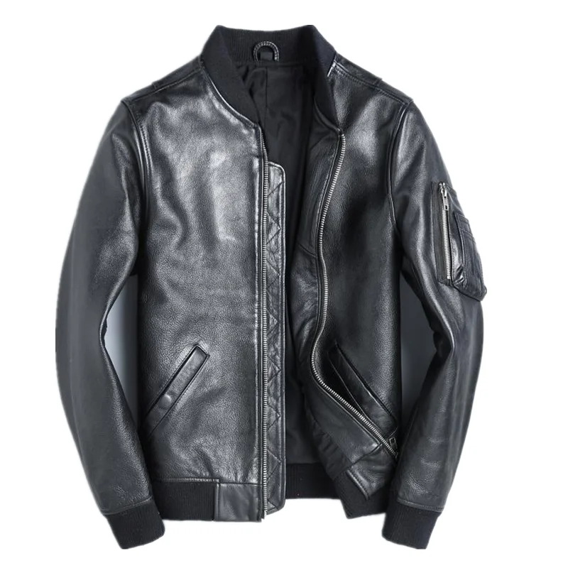 Leather Work Jacket - YR!Kostenloser Versand.Großhandel.Brandneue klassische Ma-1 Air Force
