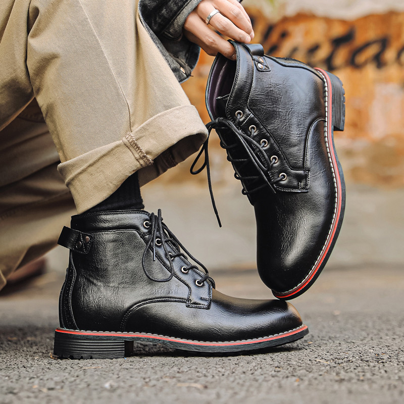 Leather Work Fabric - Luxuriöse Retro-Herrenschuhe aus Leder, Business-Stiefel für