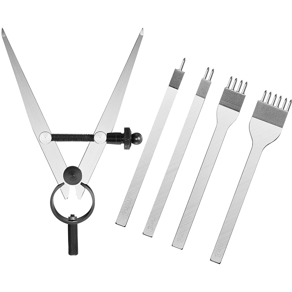 Wing Divider Stitch - Ledermeißel-Set, Zinken-Diamant-Schnürung, Nähmeißel, Locher-Werkzeug und Flügelteiler