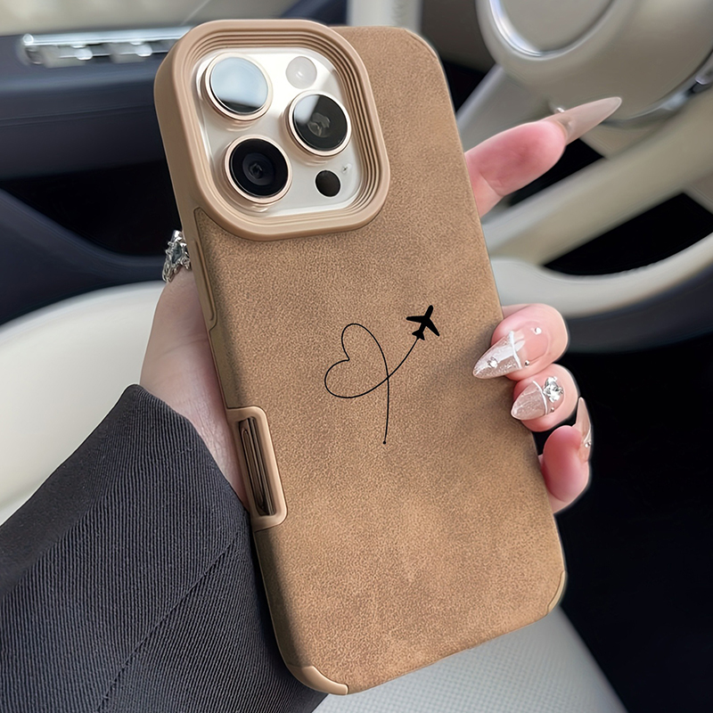 Leather X - Flugzeugroute Herzdesign Kunstleder Handyhülle für iPhone