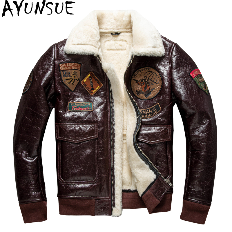 Leather Work Jacket - AYUNSUE Winter-Lederjacke für Herren, verdickte Bomberjacke,