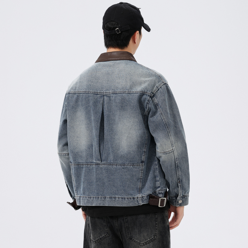 Herren Jeansjacke mit Lederkra – Leather Work Jacket Bewertung und Preis