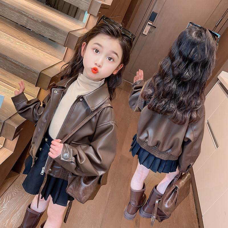 1-14 Jahre Mädchen Kurze PU-Le – Leather Work Jacket Bewertung und Preis