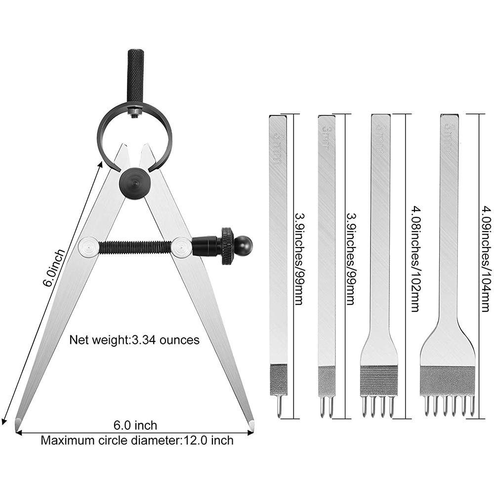 Ledermeißel-Set, Zinken-Diaman – Wing Divider Stitch Bewertung und Preis