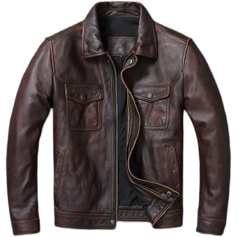 Vintage braun rot echte Lederj – Leather Work Jacket Bewertung und Preis